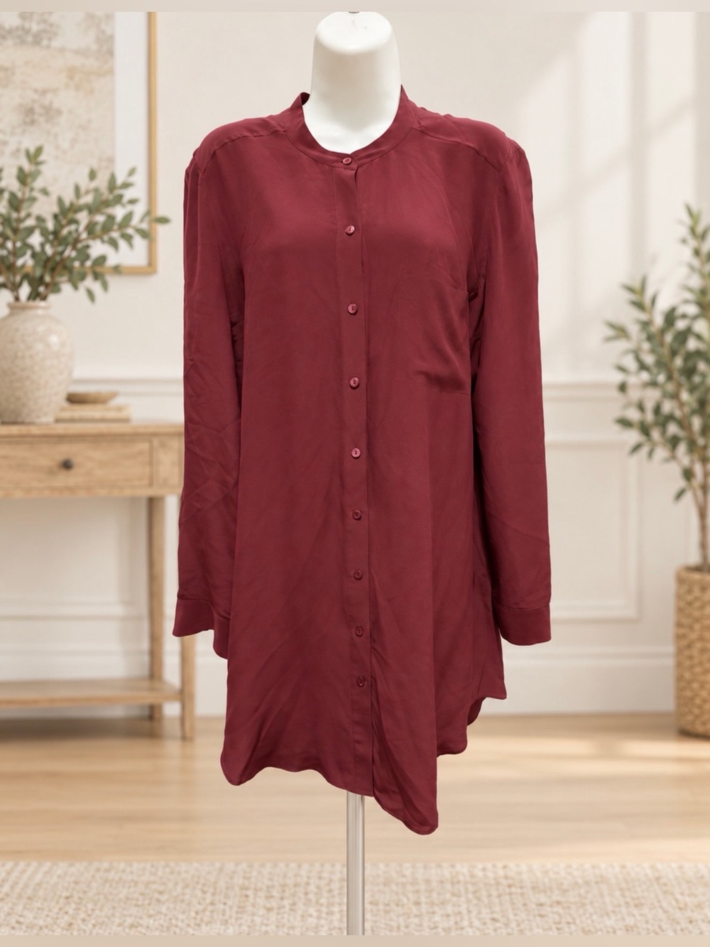 Eileen Fisher Burgundy 100% silk Mini Dress